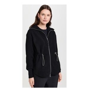 Varley Renea Knit Combo Fleece Jacket Black Borg Full Zip VAR02216 Womens L NEW
